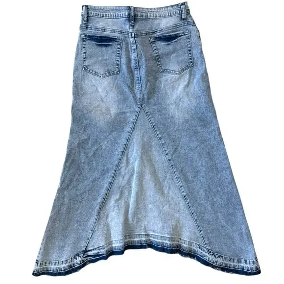Denim Maxi Skirt Stretch Jean Skirt Size Small - Picture 5 of 13